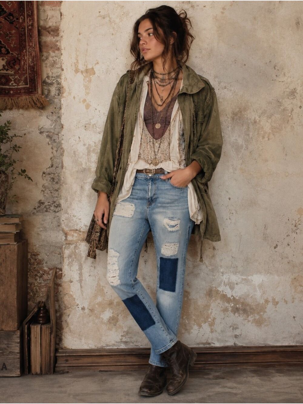 FRAME LE GARCON DISTRESSED PATCHWORK BOYFRIEND FIT JEANS REDLANDS WASH SIZE 30
